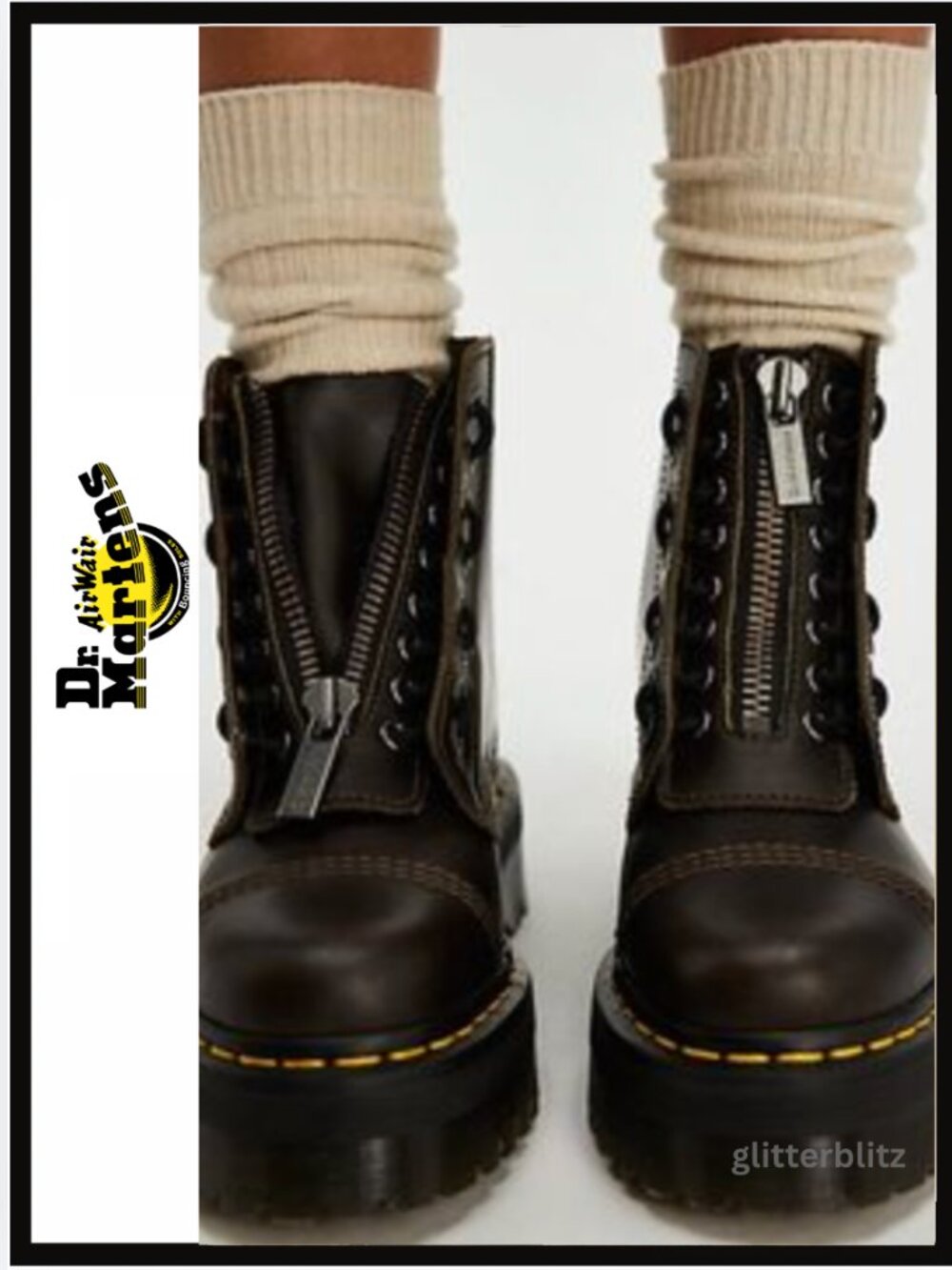 Dr. Martens Sinclair Platform Zip Front Boots Orleans Dark Taupe EU 39 US 8/8.5